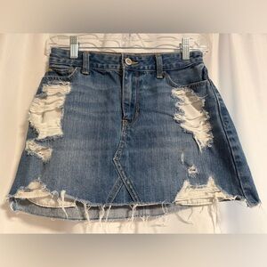 Hollister Blue Distressed High Rise Mini Skirt Size 3R waist 26
